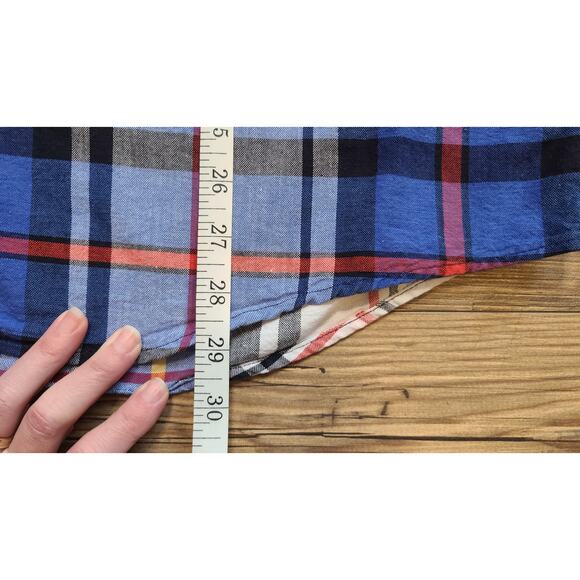 Cinch Button Down Tshirt Mens L Blue Red Plaid Short Sleeve Ranch Outdoor FLAW - Picture 9 of 9